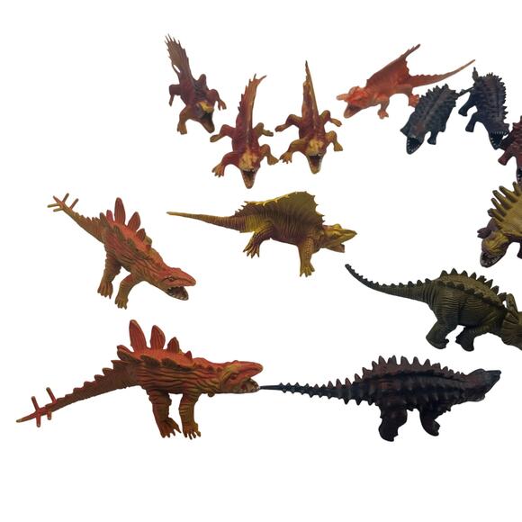 Vintage 1980's Dinosaur Lot Made Tiawan Duplicates 17 Plastic Figures Dino Play - Picture 9 of 10